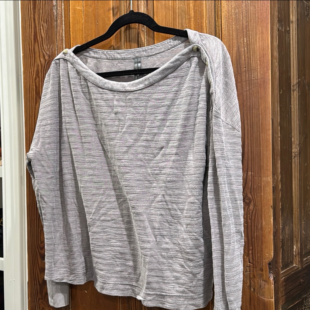 Anthropologie Gray Relaxed Ribbed Long Sleeve Sweatshirt